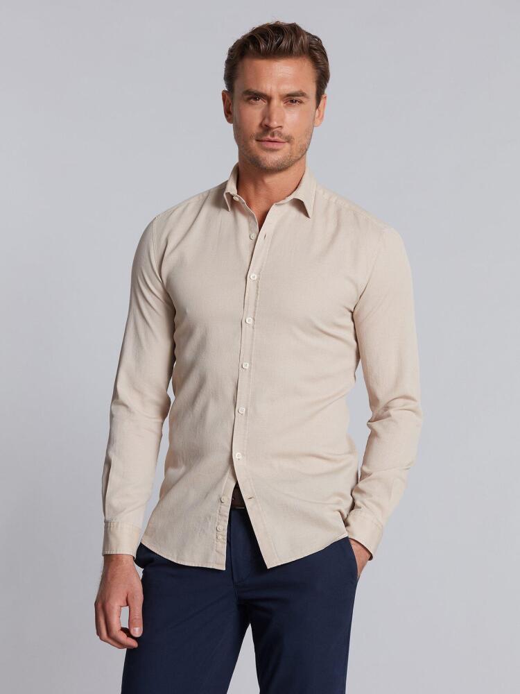 Chemise en piqué délavé sable Chemises Homme