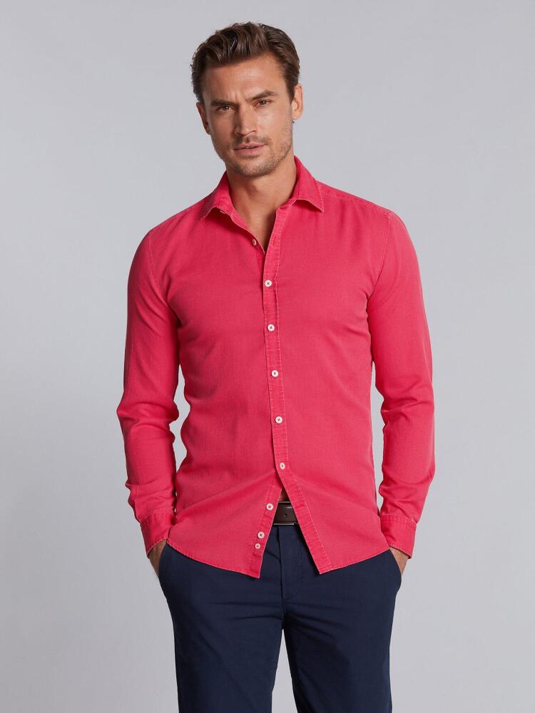 Chemise en piqué délavé rouge Chemises Homme