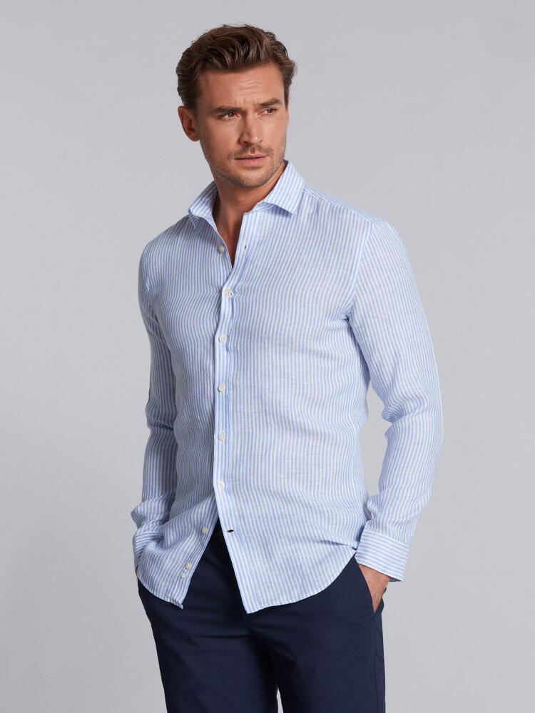 Chemise cintrée Andy à rayures ciel Chemises Homme
