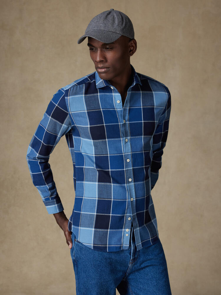 Chemise cintrée Anto à motif tartan indigo Outlet