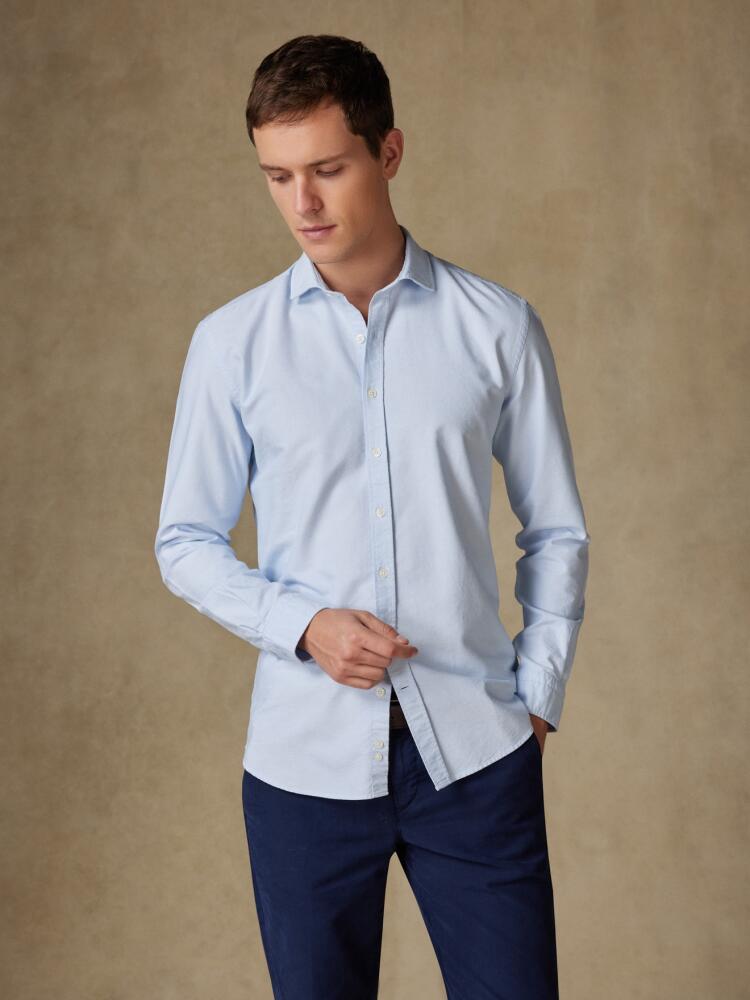 Chemise cintrée bio en oxford lavé ciel Chemises Homme