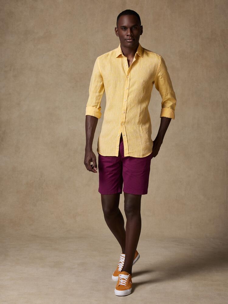 Chemise cintrée Cody en lin jaune Outlet