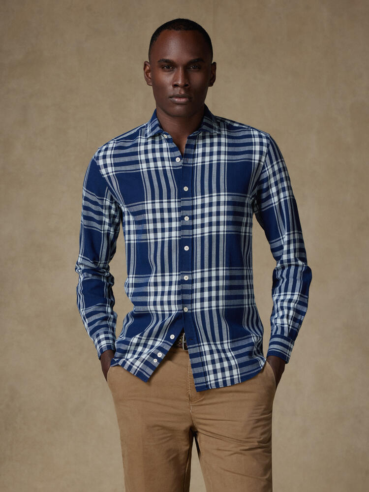 Chemise cintrée Dyan à motif tartan indigo Outlet