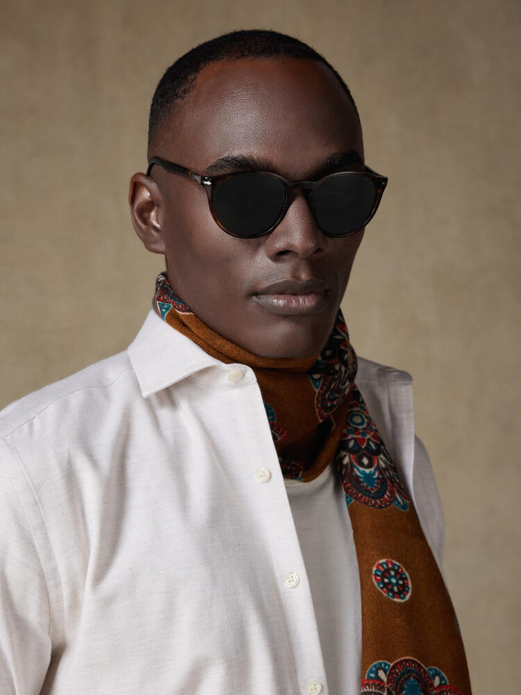 Chemise cintrée casual en flanelle sable Chemises Homme