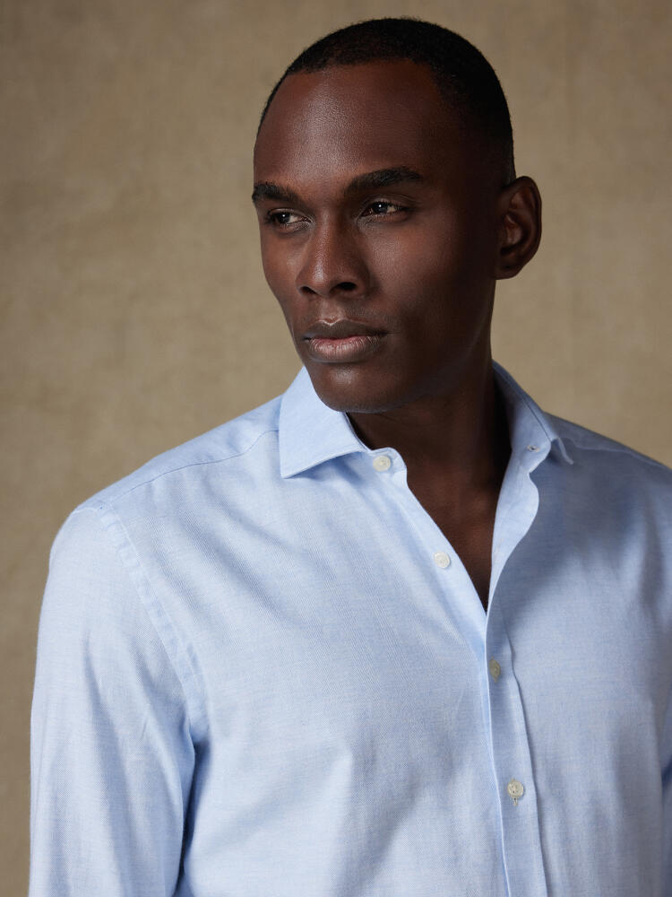 Chemise cintrée casual en flanelle ciel Chemises Homme