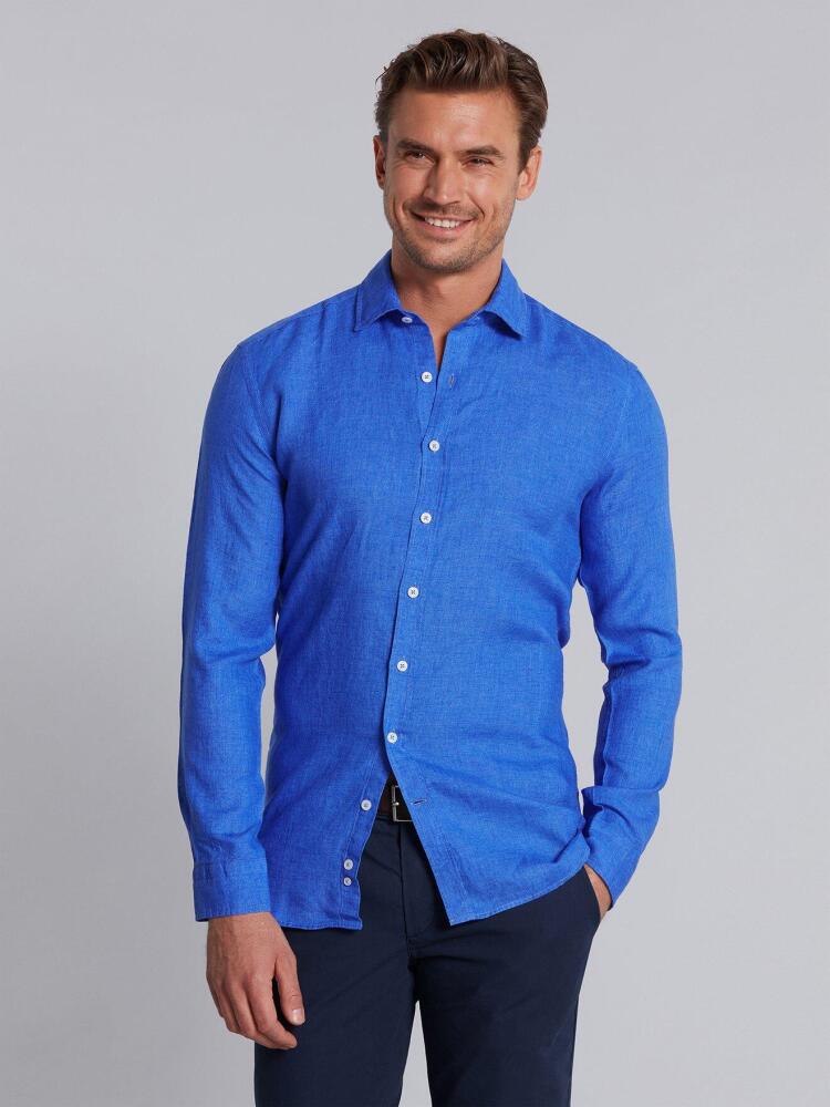 Chemise cintrée cobalt en lin Outlet