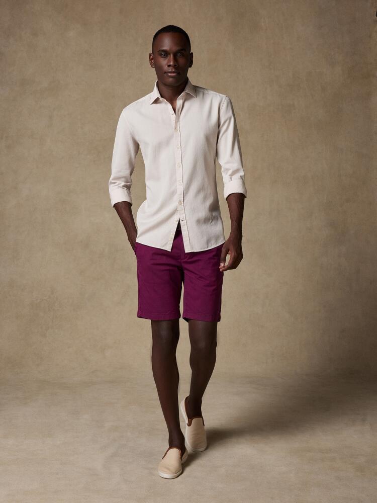 Chemise Cintrée sable en piqué lavé Chemises Homme