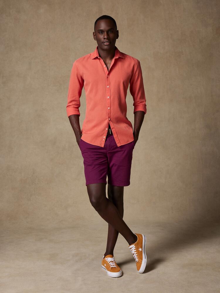 Chemise Cintrée orange en piqué lavé Outlet