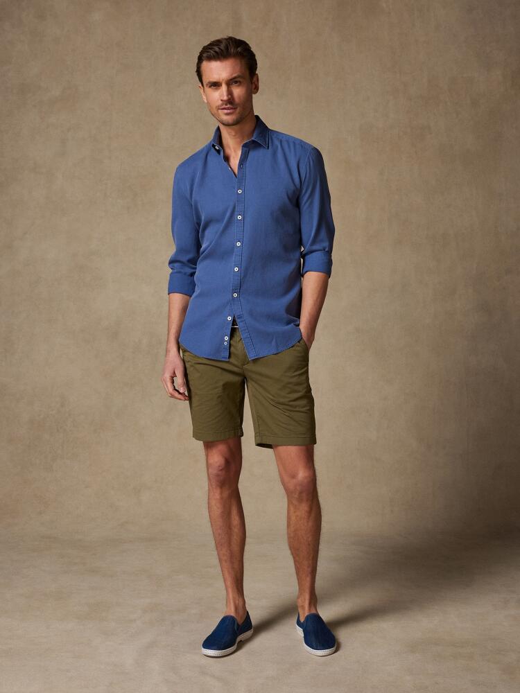 Chemise Cintrée marine en piqué lavé Chemises Homme