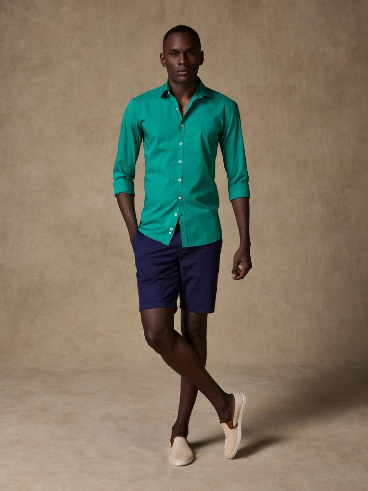 Chemise Cintrée verte en voile de coton Chemises Homme