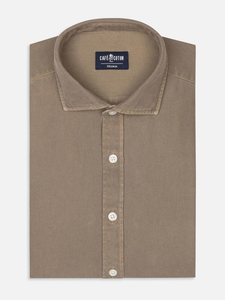 Chemise cintrée Theo en oxford lavé taupe Chemises Casual Slim