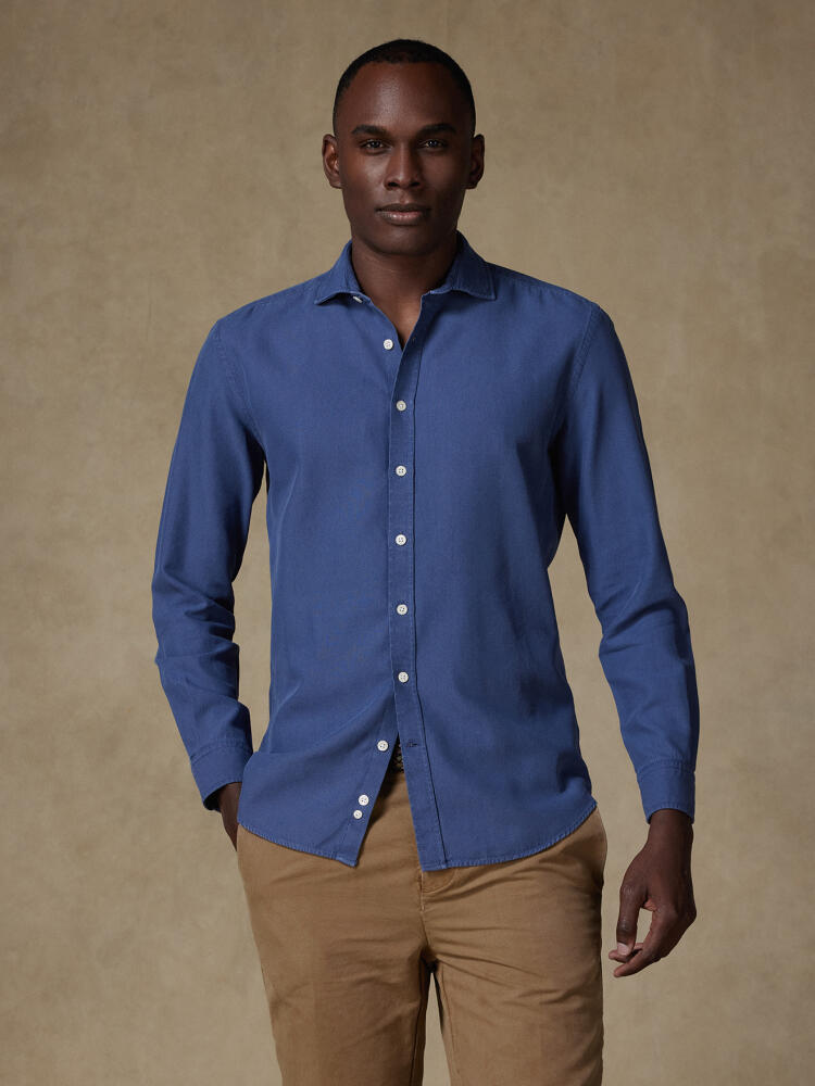 Chemise cintrée Theo en oxford lavé indigo Chemises Casual Slim