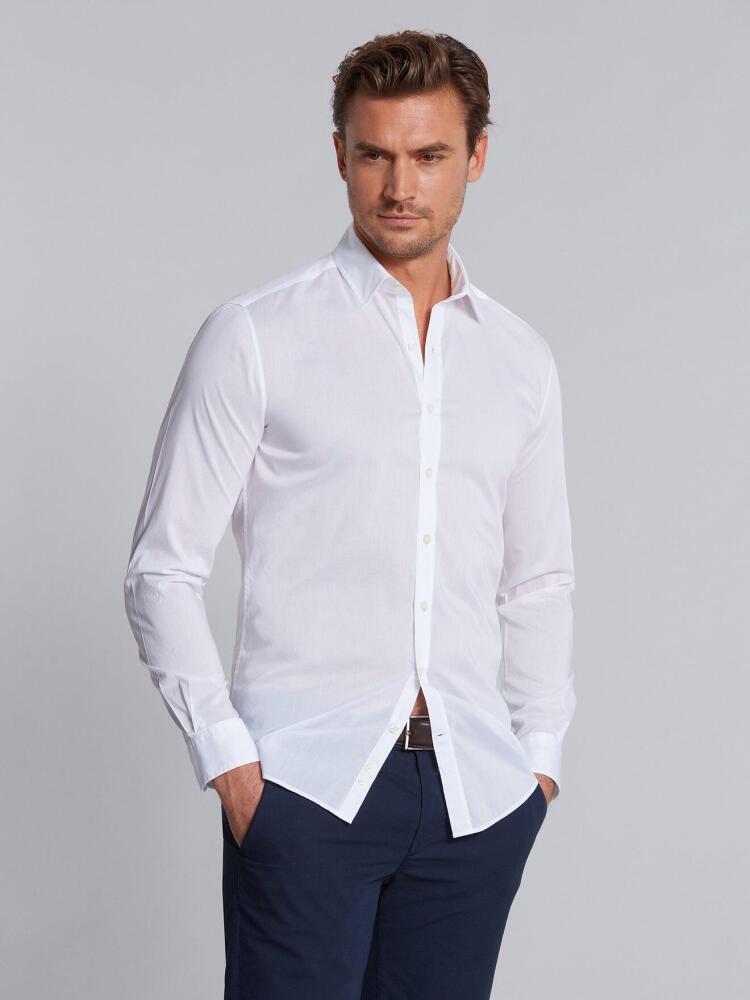Chemise cintrée blanche en voile de coton Chemises Homme