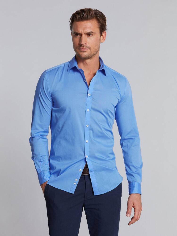 Chemise cintrée ciel en voile de coton Chemises Homme