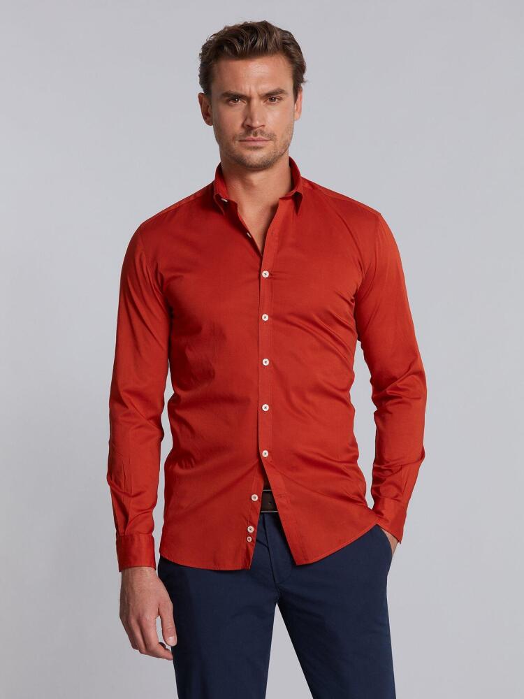 Chemise cintrée orange en voile de coton Chemises Homme