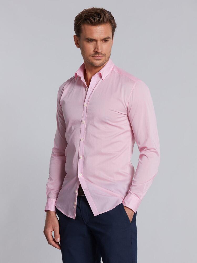 Chemise cintrée rose en voile de coton Chemises Homme