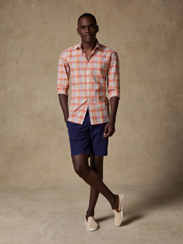 Chemise Gordon en voile de coton orange à tartans Chemises Homme