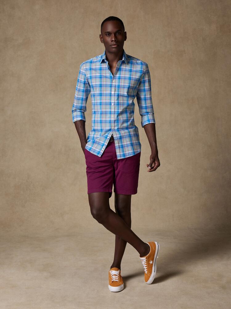 Chemise Gordon en voile de coton bleu à tartans Chemises Homme