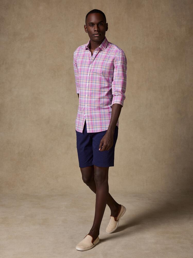 Chemise Gordon en voile de coton rose à tartans Chemises Homme