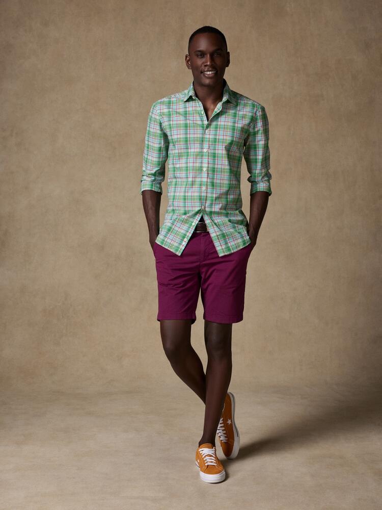 Chemise Gordon en voile de coton vert à tartans Chemises Homme