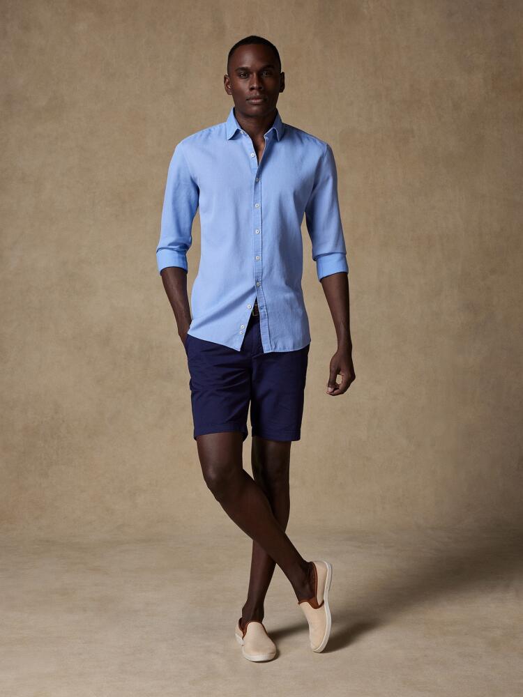 Chemise bleue en piqué lavé Chemises Homme