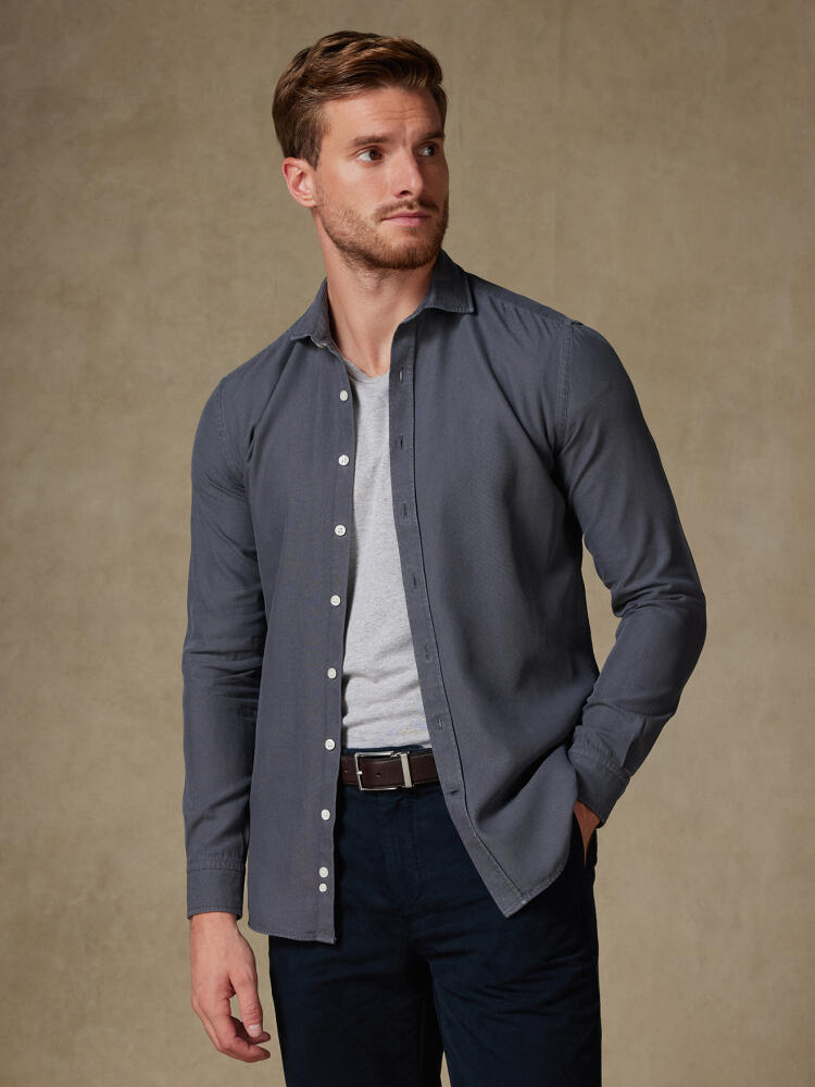 Chemise Theo en oxford lavé carbone Chemises Casual Classique