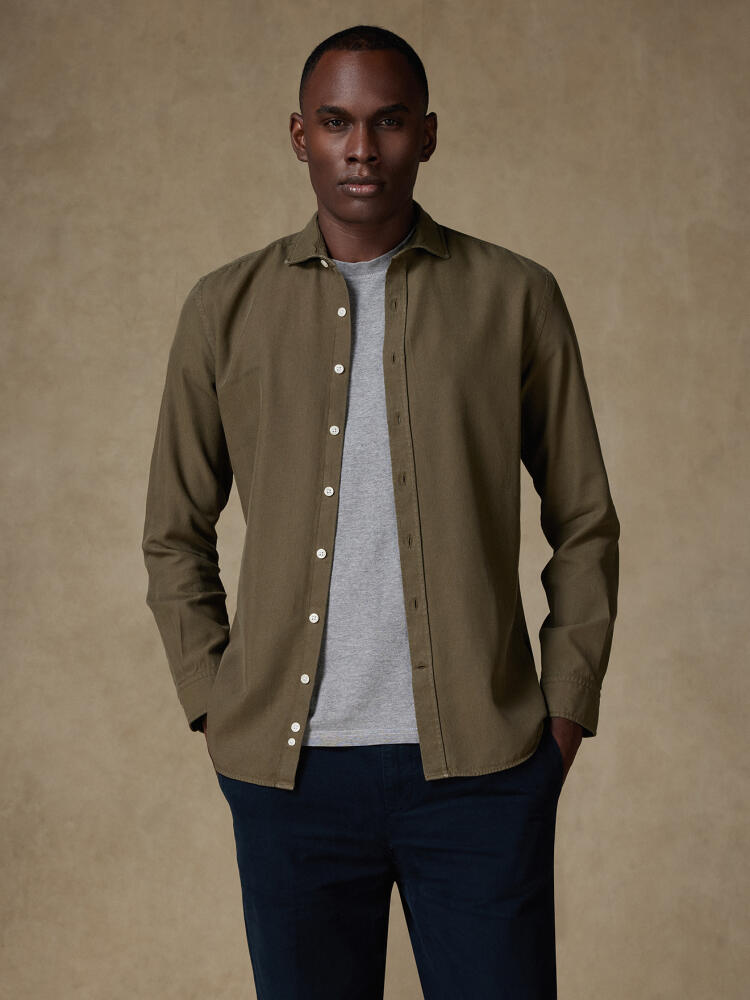 Chemise Theo en oxford lavé kaki Chemises Casual Classique