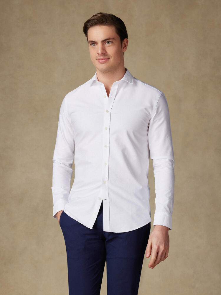 Chemise cintrée bio en oxford lavé blanc Chemises Homme