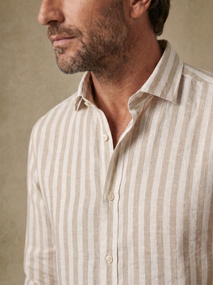 Chemise Holt en lin à rayure beige Chemises Casual Classique