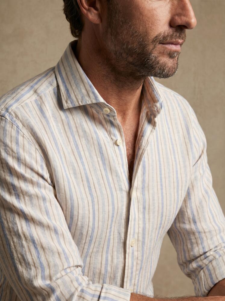 Chemise Keth en lin à rayures ciel Chemises Casual Classique
