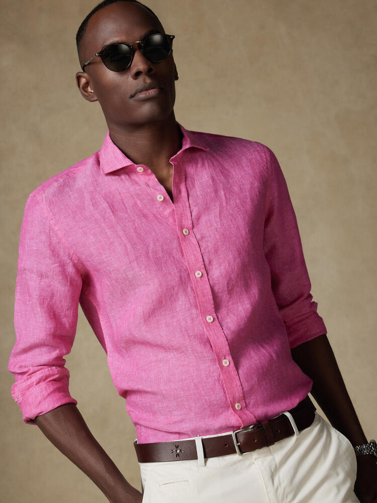Chemise Olaf en lin fuchsia Chemises Homme
