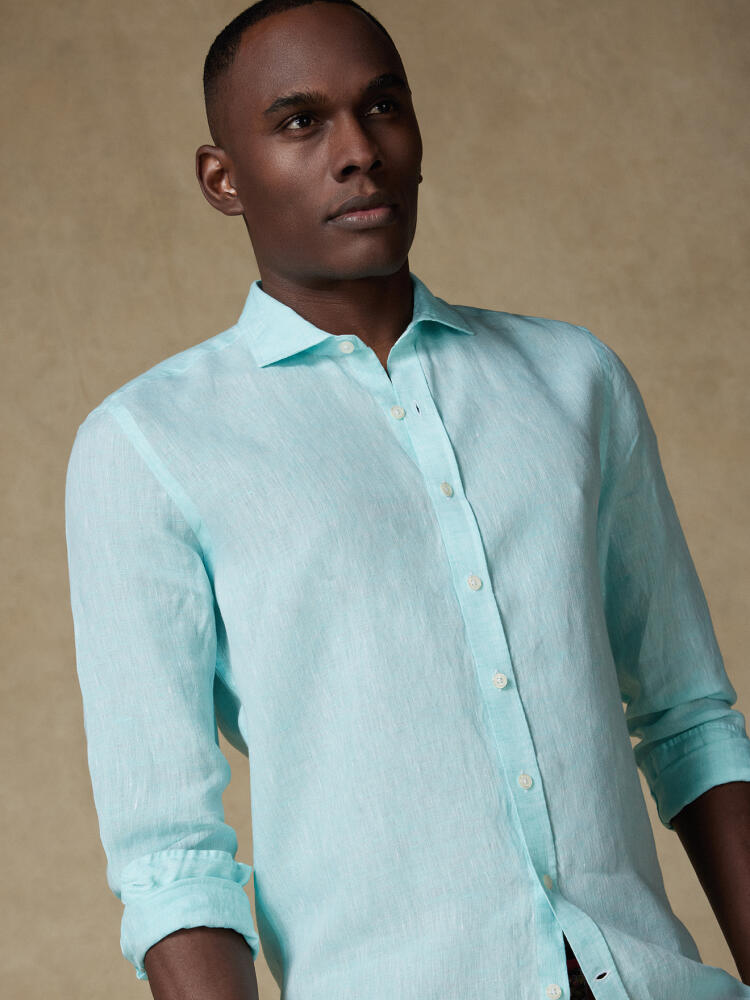 Chemise Olaf en lin turquoise Chemises Homme