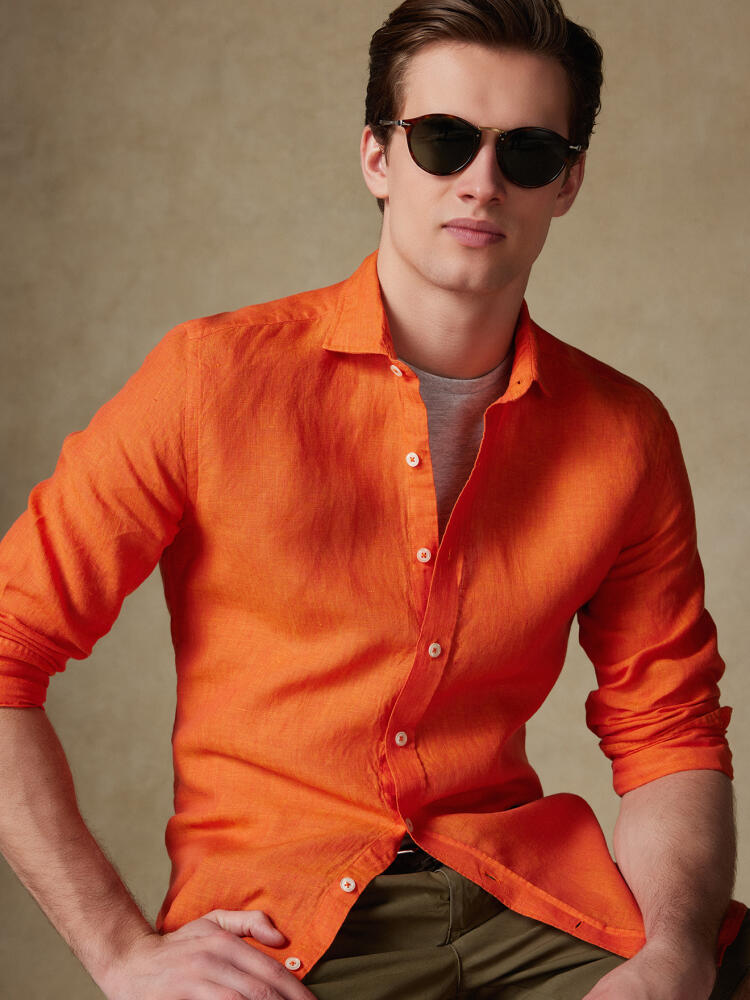 Chemise Olaf en lin orange Outlet
