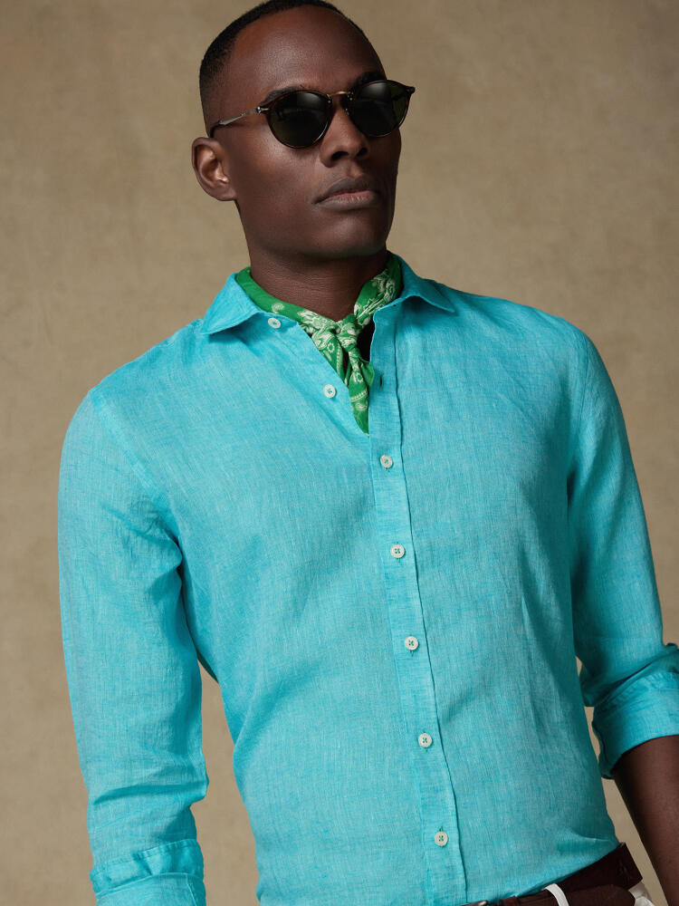 Chemise Olaf en lin émeraude Chemises Casual Classique