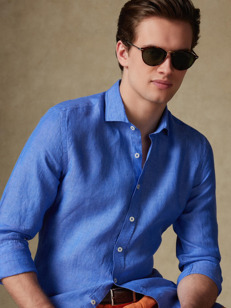 Chemise Olaf en lin cobalt Chemises Homme