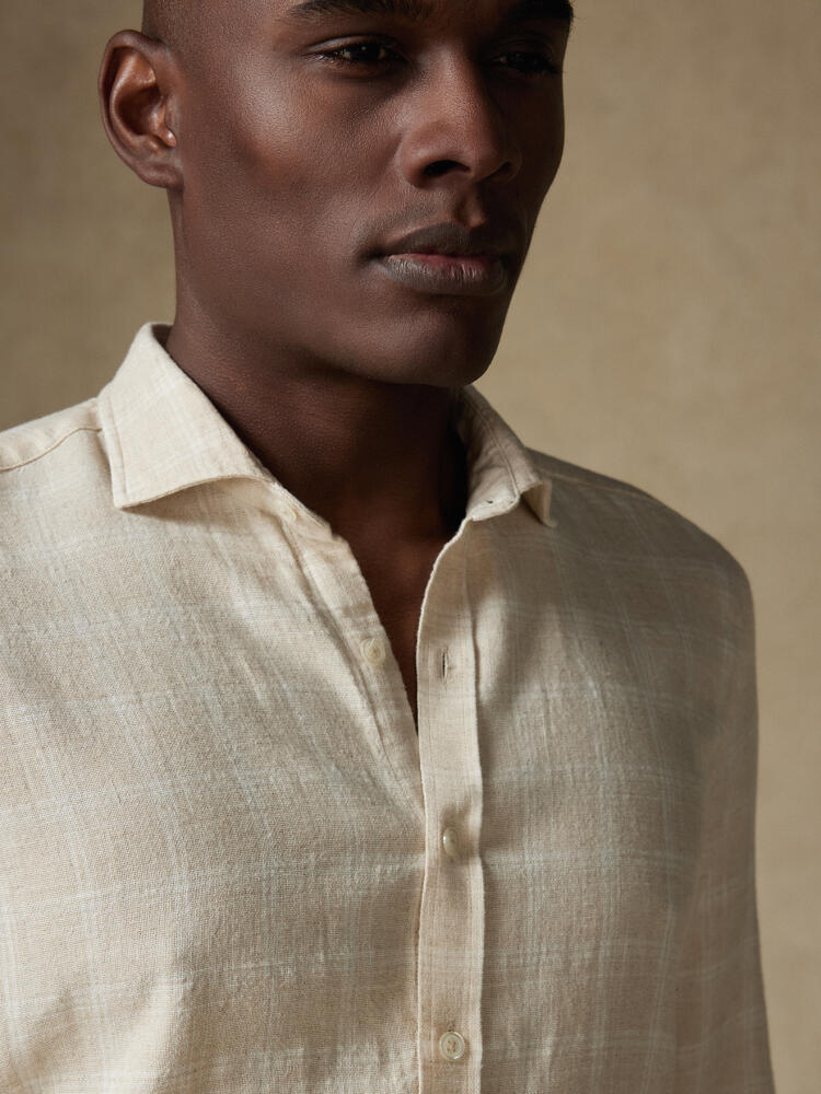 Chemise Rainer en lin à carreaux sable Outlet