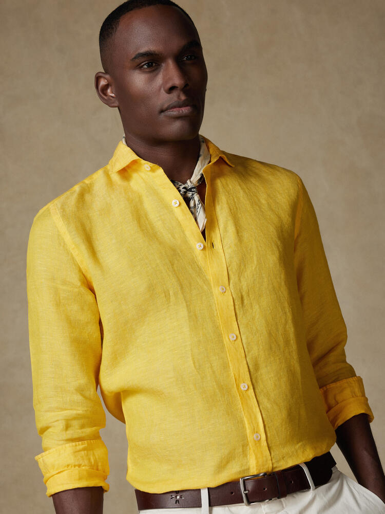 Chemise cintrée Olaf en lin jaune Outlet