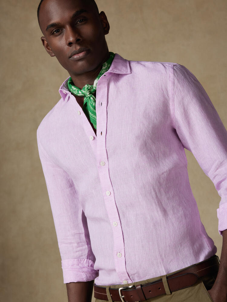 Chemise cintrée Olaf en lin rose Chemises Homme