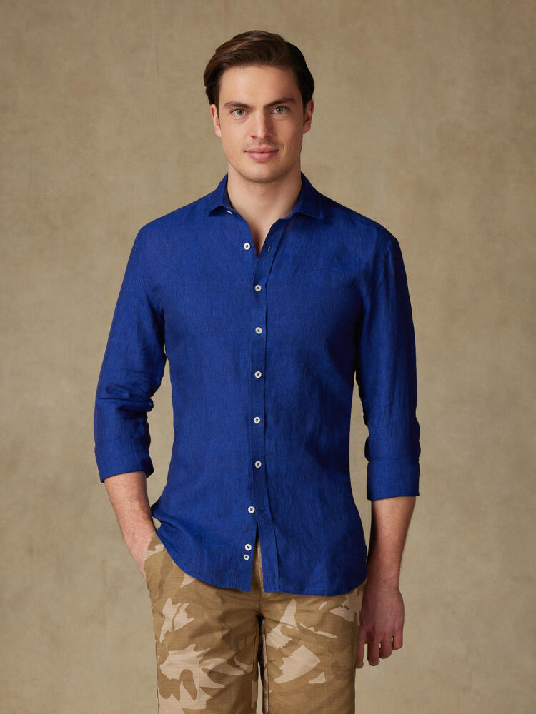 Chemise cintrée Olaf en lin indigo Chemises Homme
