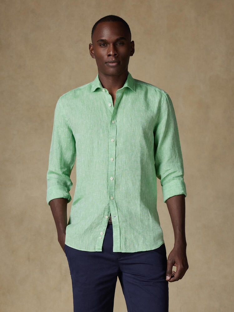 Chemise cintrée Olaf en lin vert Chemises Homme