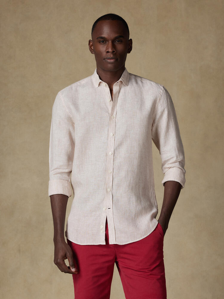 Chemise Ted en lin à rayures sable Chemises Homme