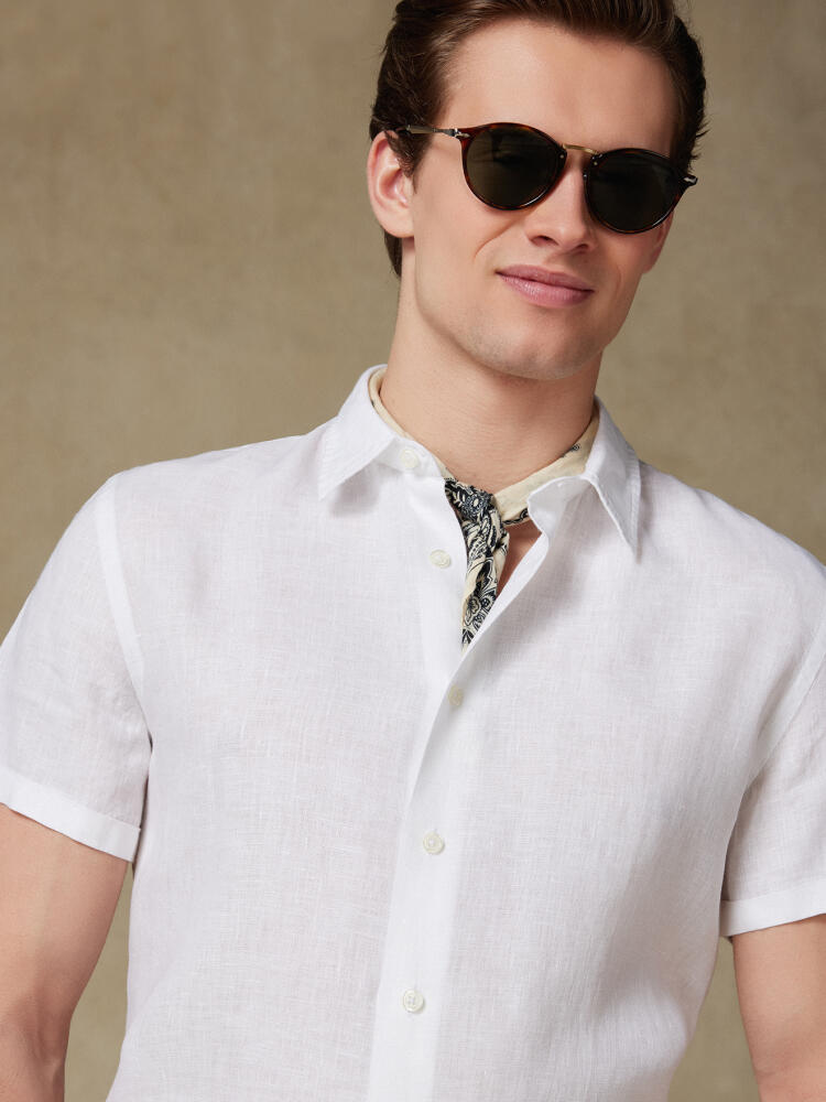Chemise manches courtes Olaf en lin blanc Chemises Homme