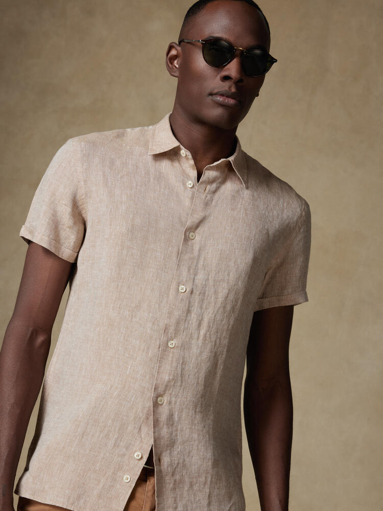 Chemise manches courtes Olaf en lin havane Chemises Casual Classique