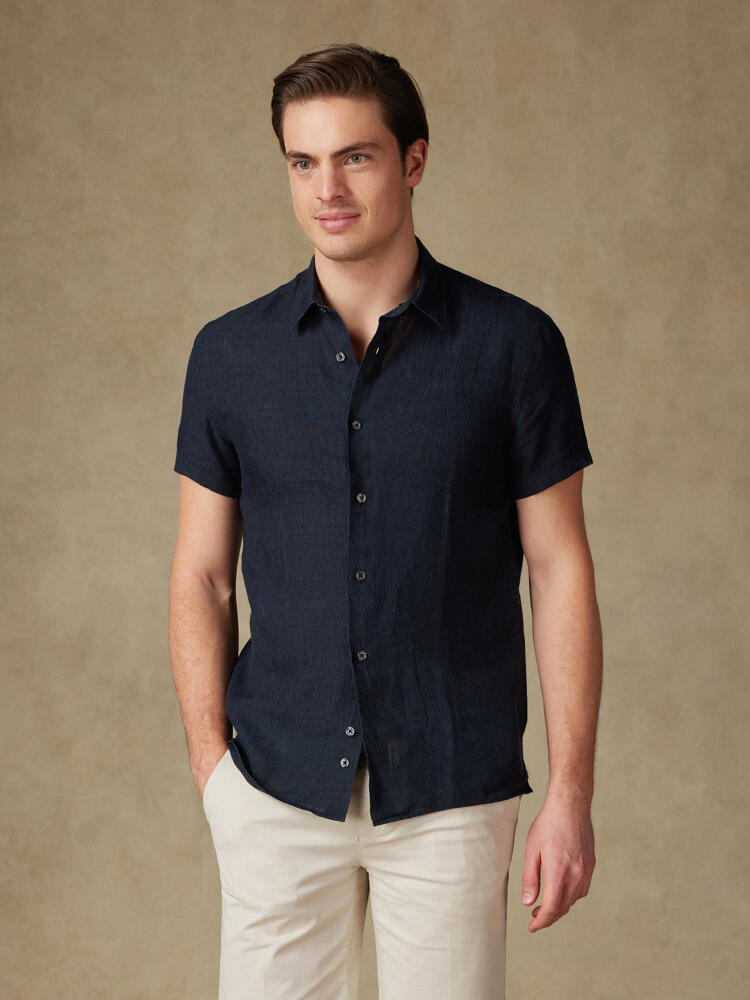 Chemise manches courtes Olaf en lin noir Chemises Homme