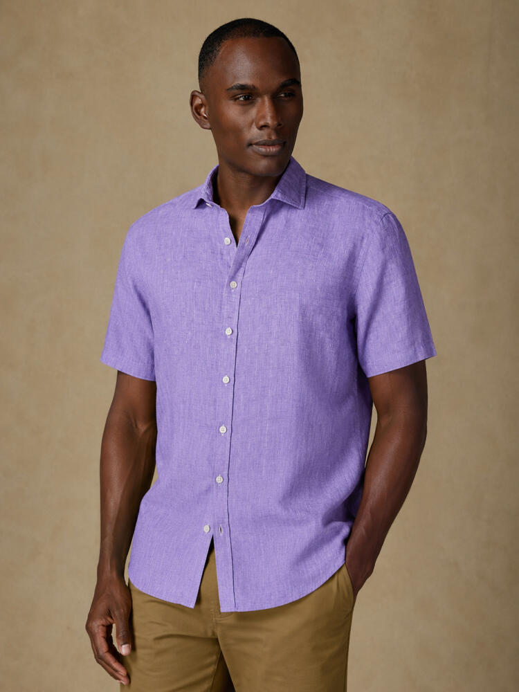 Chemise Olaf en lin parme - Manches courtes Chemises Homme