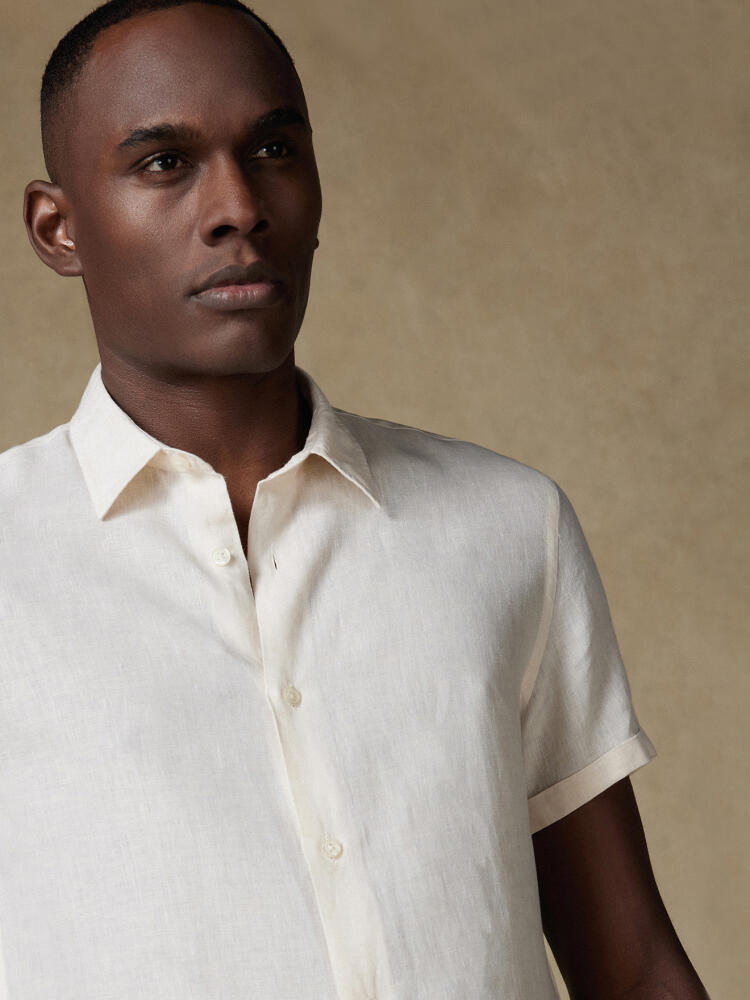 Chemise manches courtes Olaf en lin off-white Chemises Homme