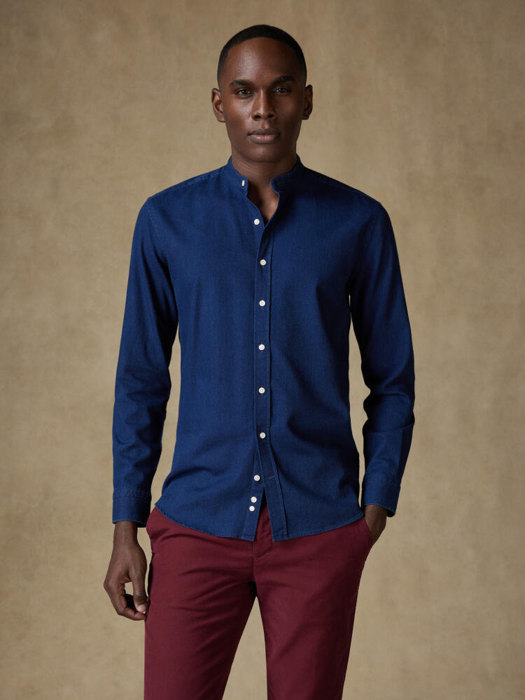 Chemise col mao Alford en twill indigo Chemises Homme