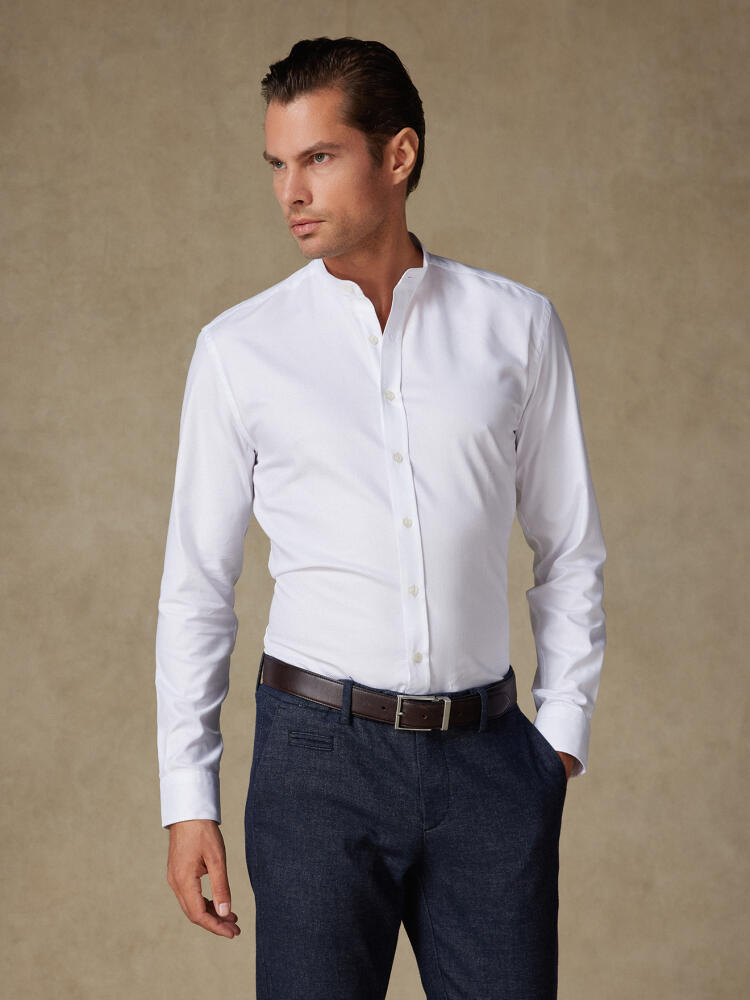 Chemise Leelan texturée blanche - Col Mao Chemises Coupe Classique Blanches