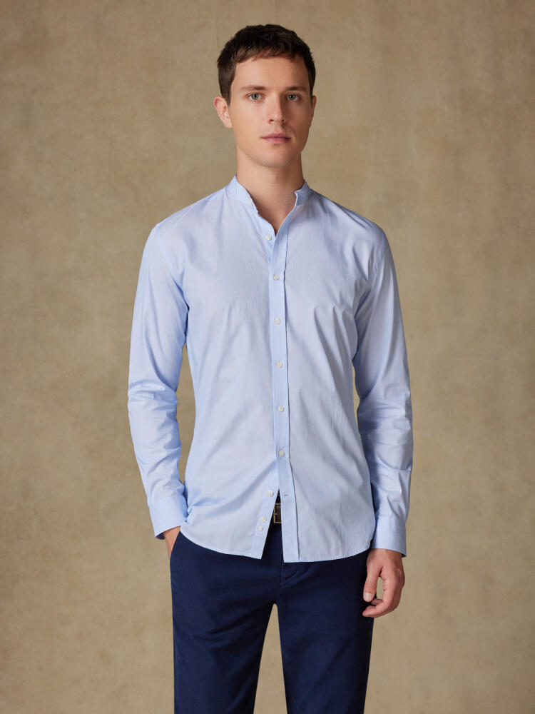 Chemise col mao en mille raies ciel Chemises Homme
