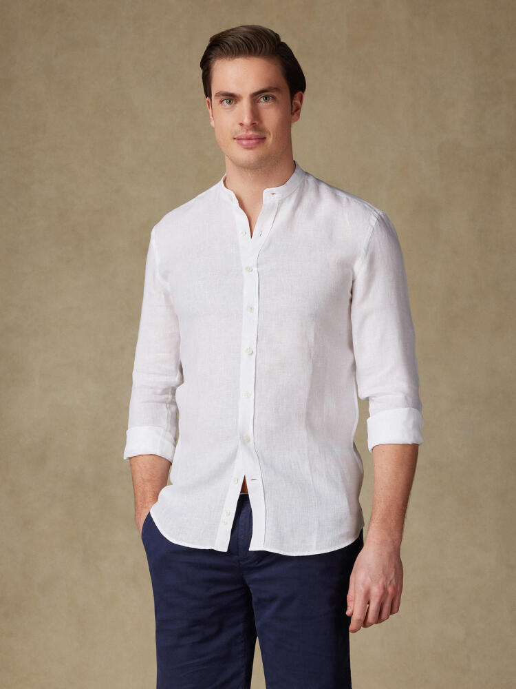 Chemise Olaf en lin blanc - Col mao Chemises Homme